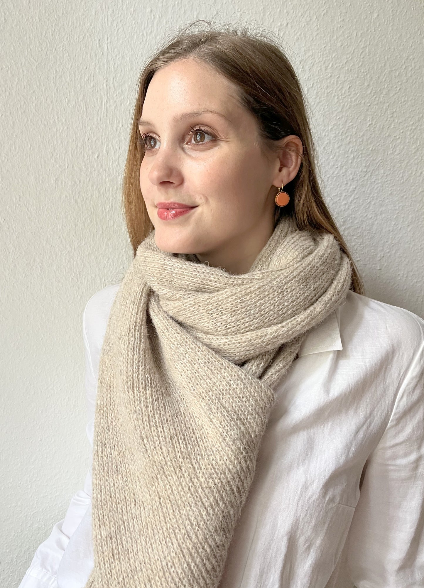 Beige Alpaka Schal Damen - handgefertigt aus Alpakawolle & Seide - weich & warm