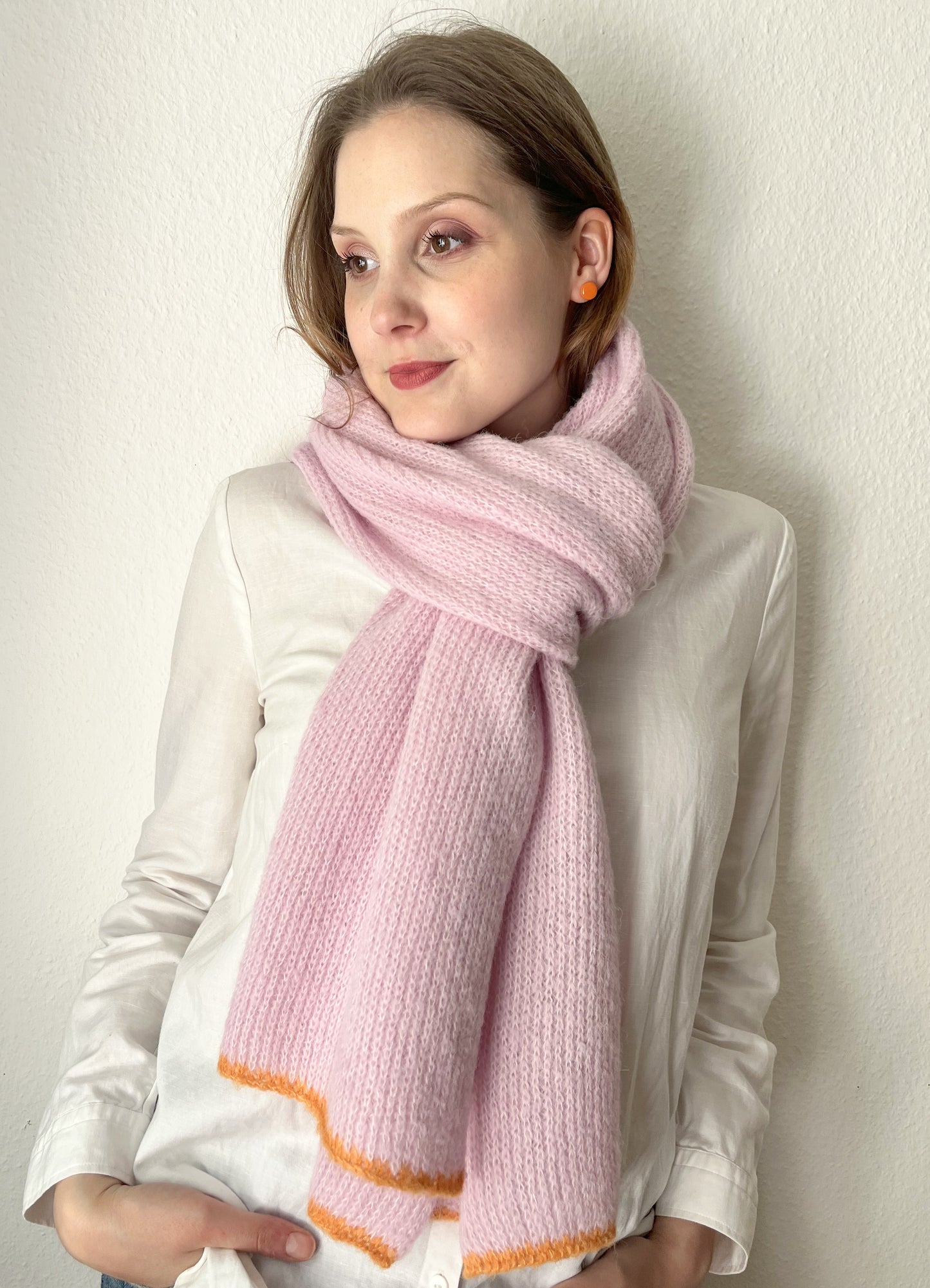 Rosa Alpaka Schal Damen – handgefertigt aus Alpaka & Seide, weich & warm