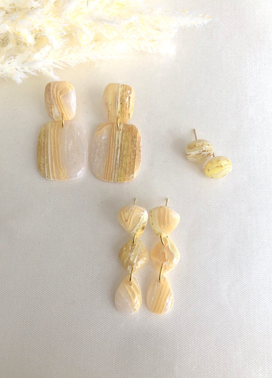 Polymerton Ohrringe in Buttergelb 3 Varianten