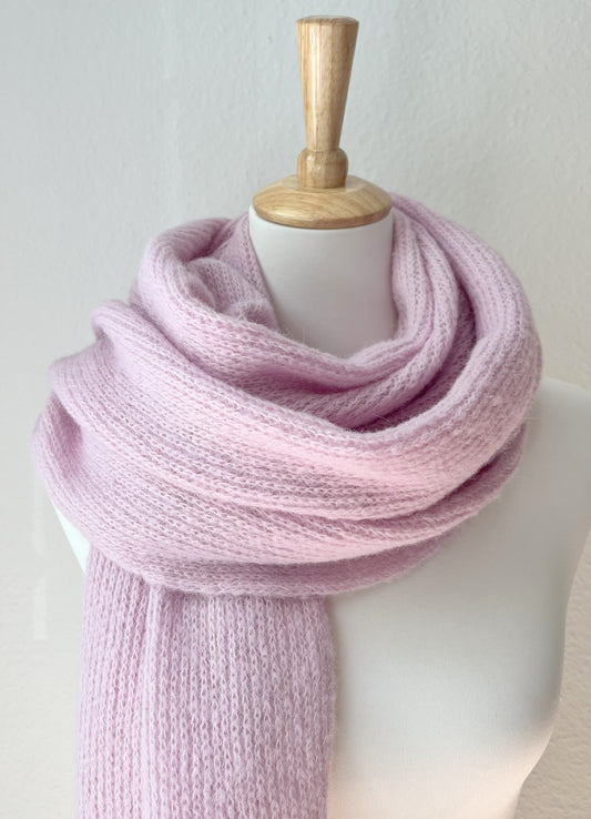 Rosa Alpaka Schal Damen – handgefertigt aus Alpaka & Seide, weich & warm